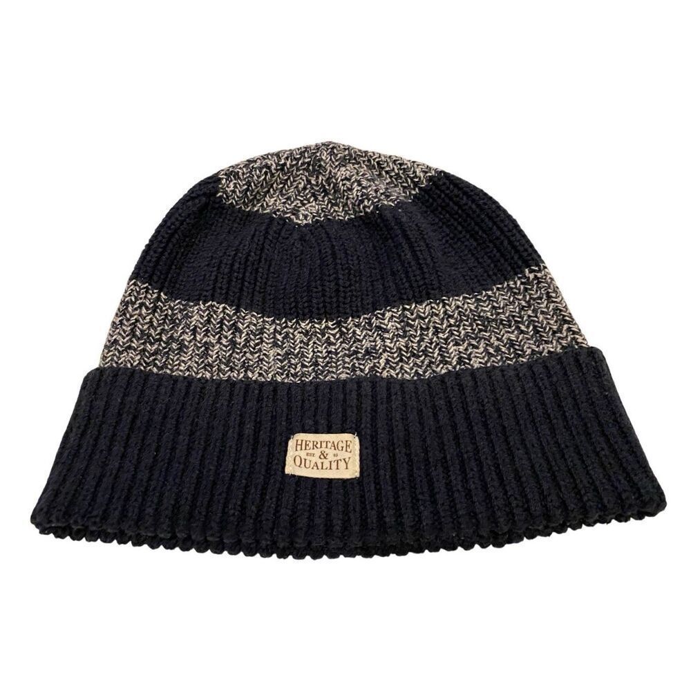 H&M Striped Knit Beanie Hat Winter Snow Outdoors School Fall Ski Snowboarding